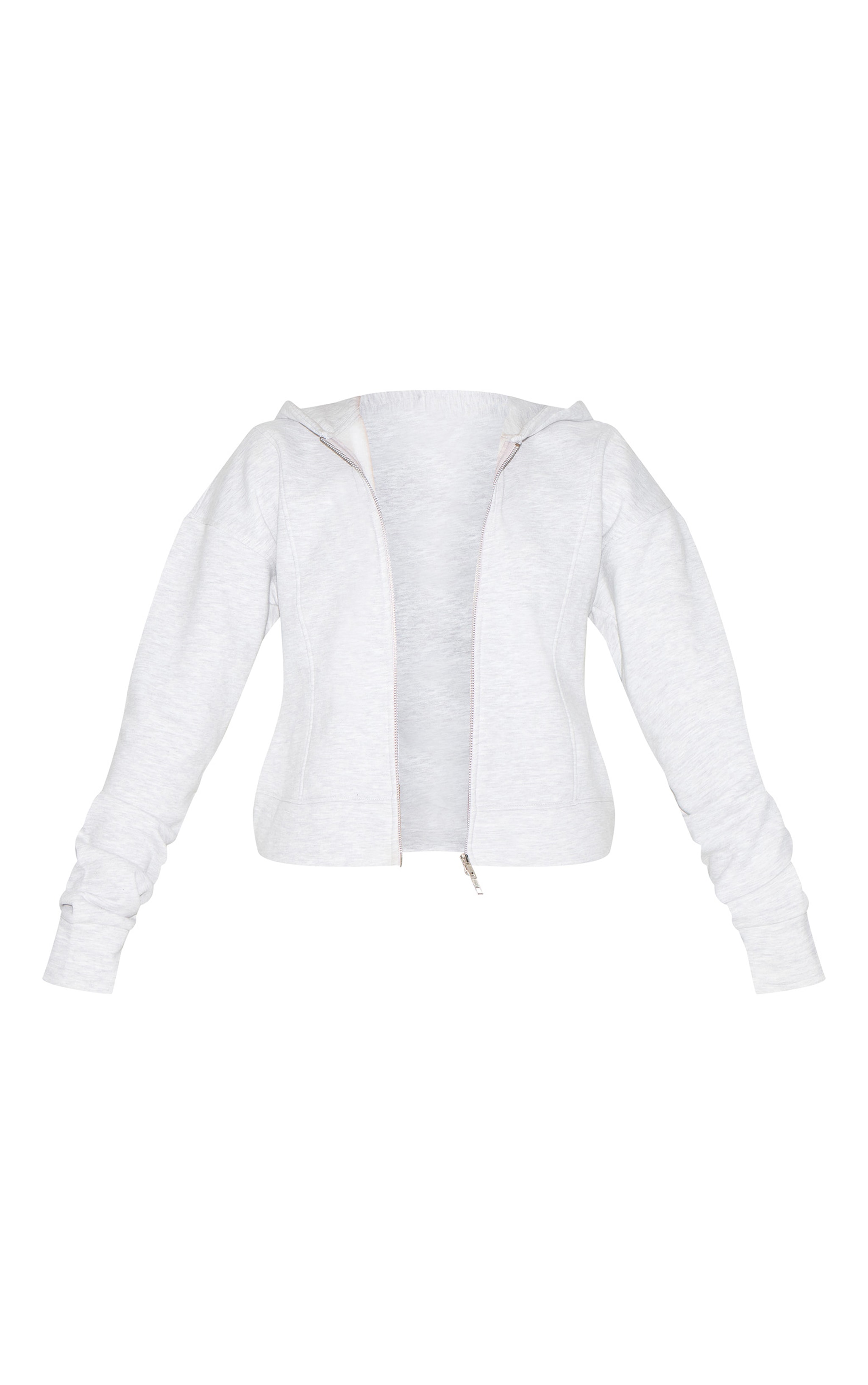 Tall Grey Marl Double Zip Cinched Hoodie image 5