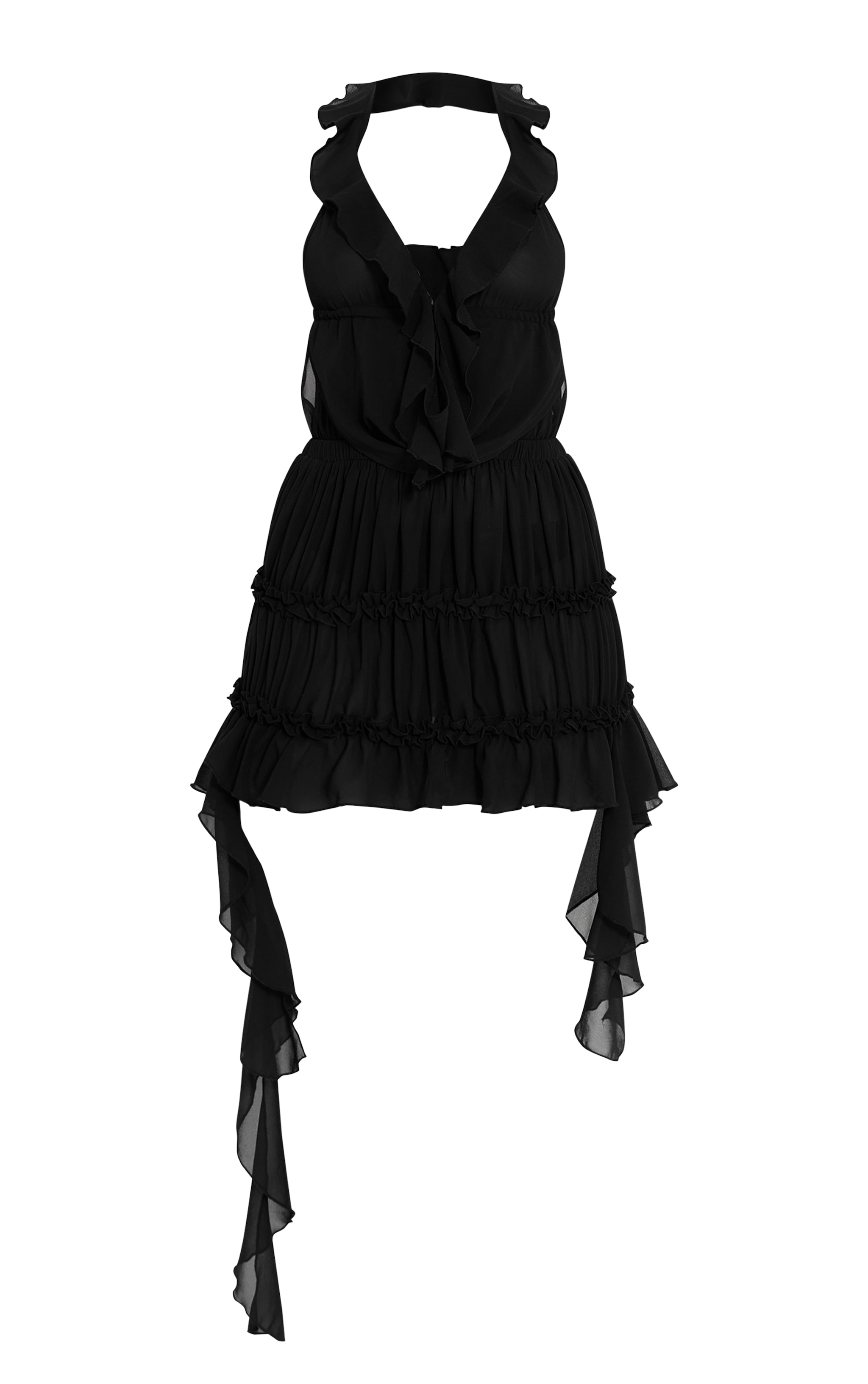Black Chiffon Frill Bodycon Dress image 5
