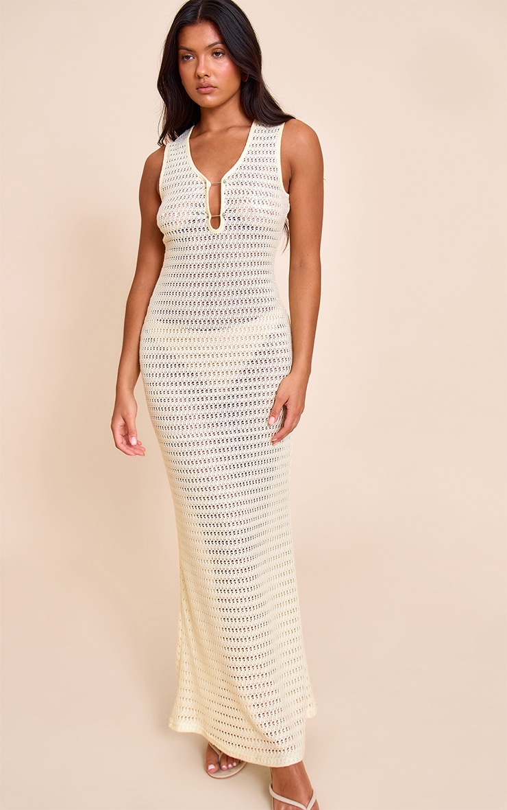 Lemon Trim Detail Crochet Maxi Dress image 1