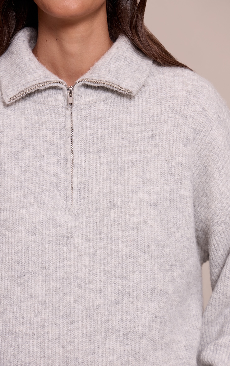 Grey Half Zip Soft Knit Jumper image 4