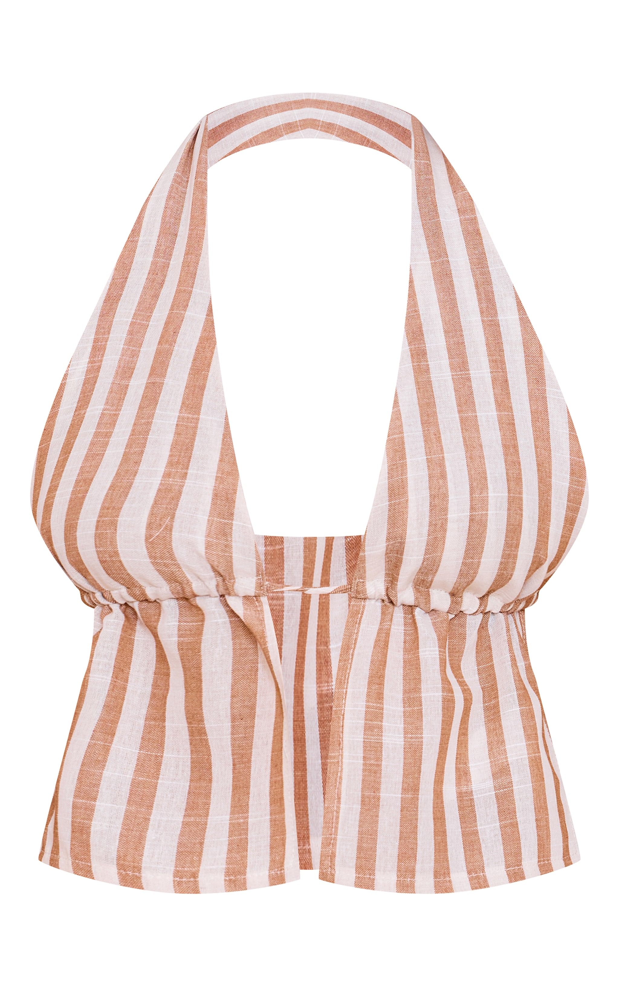 Stone Striped Cotton Halterneck Backless Plunge Top image 5
