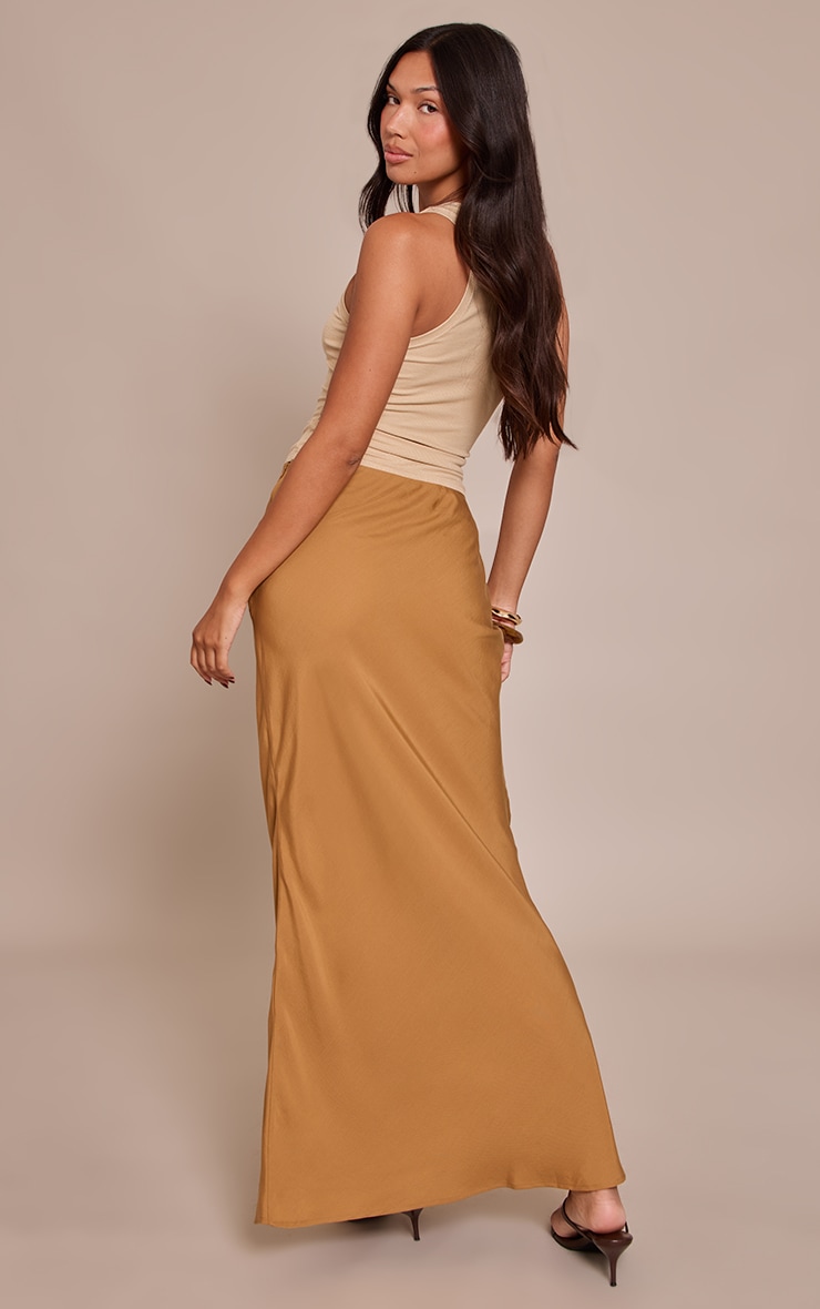 Tan Tencel Basic Maxi Skirt image 3