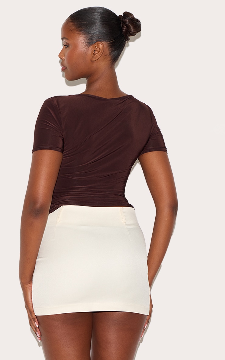 Cream Woven Raw Edge Detail Mini Skort image 3