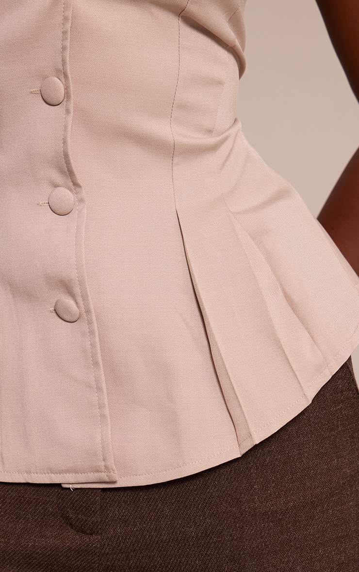 Stone Woven Halterneck Button Down Vest image 4