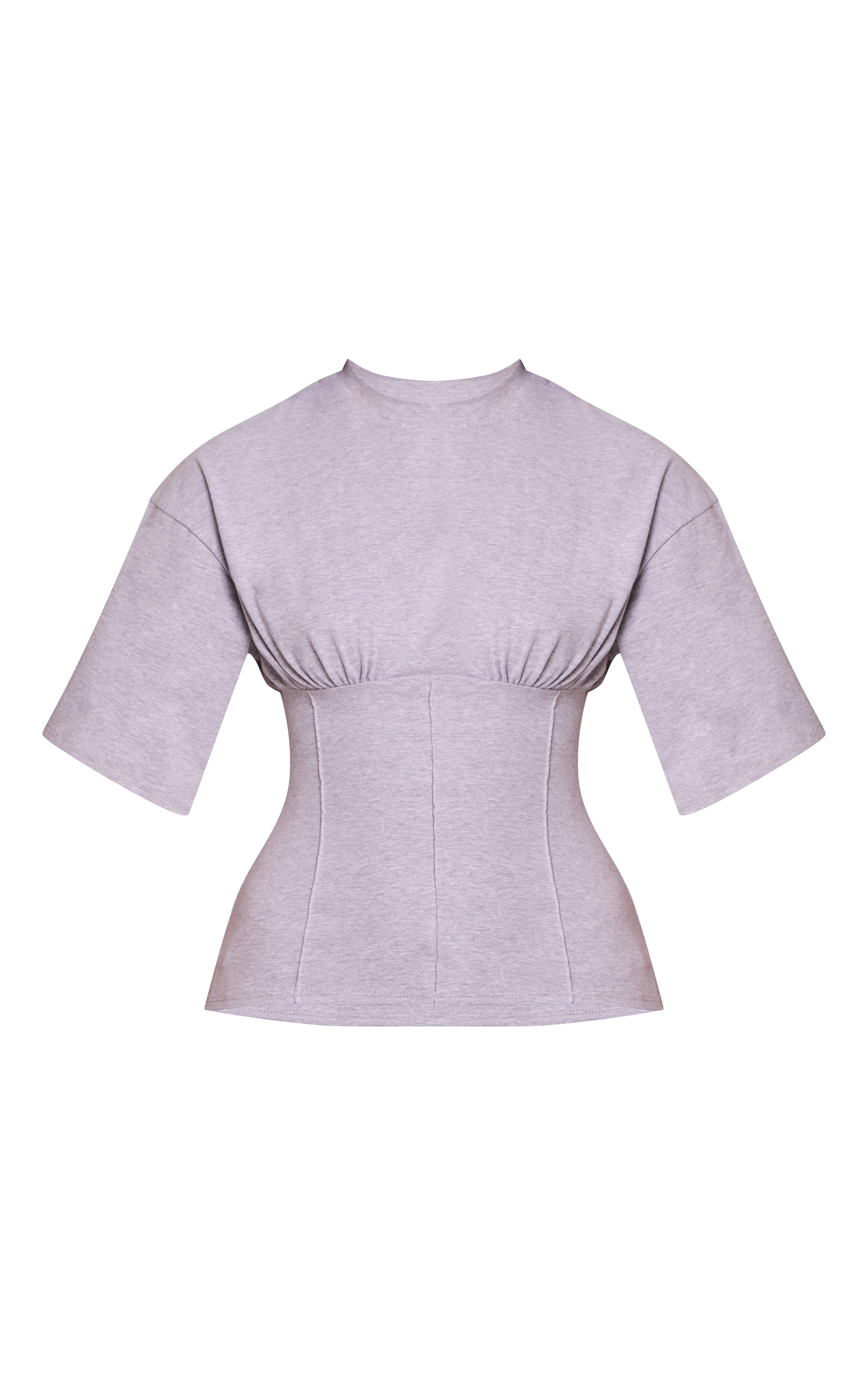 T-shirt ajusté en coton gris chiné à buste froncé image 5