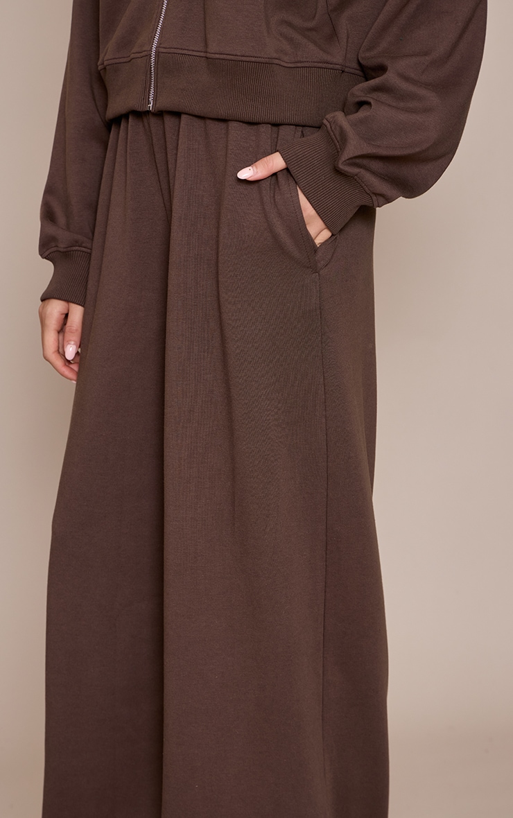 Chocolate Interlock Extreme Wide Leg Joggers image 4