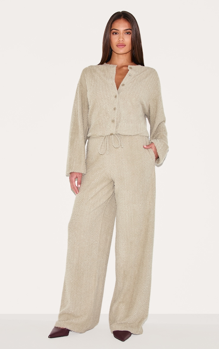 Mushroom Textured Button Up Long Sleeve Cardigan image 3