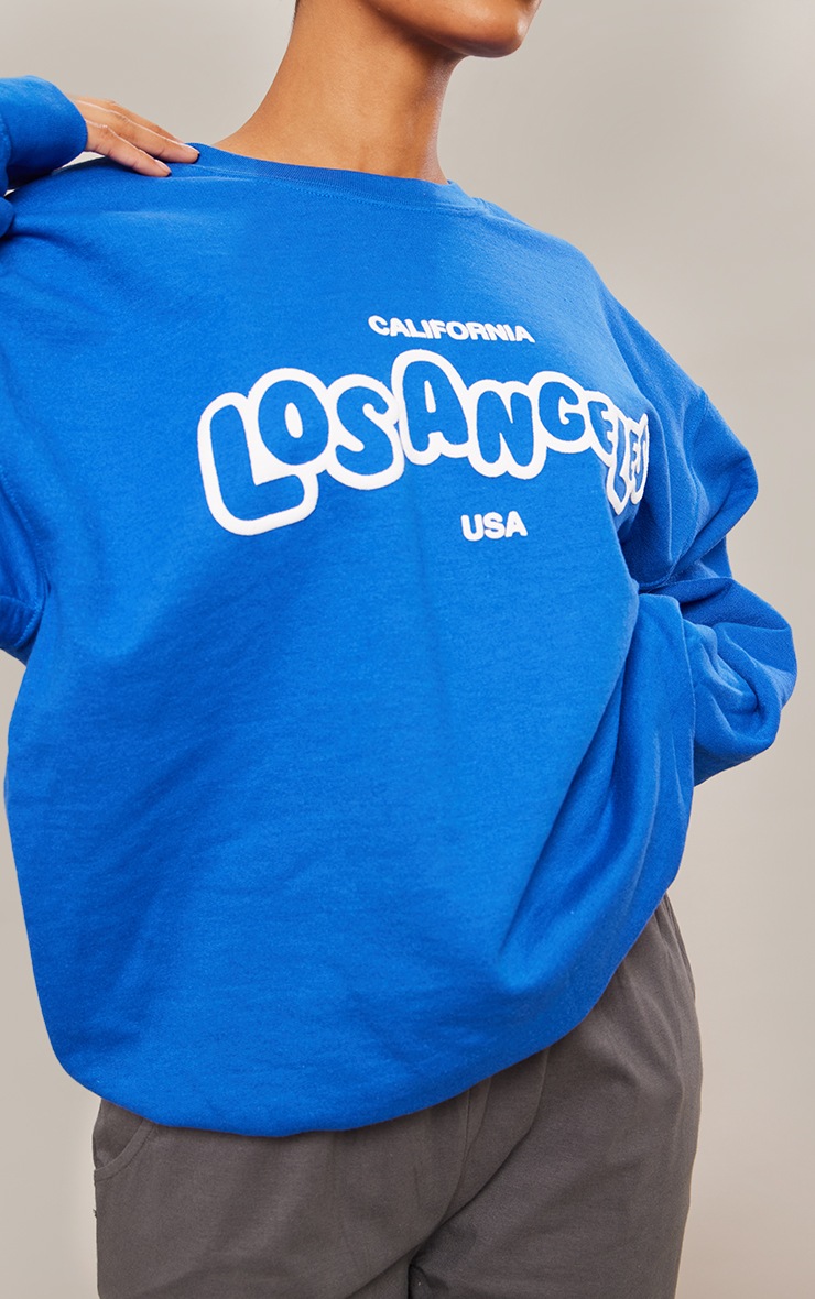 Cobalt Los Angeles Puff Print Sweatshirt PrettyLittleThing USA