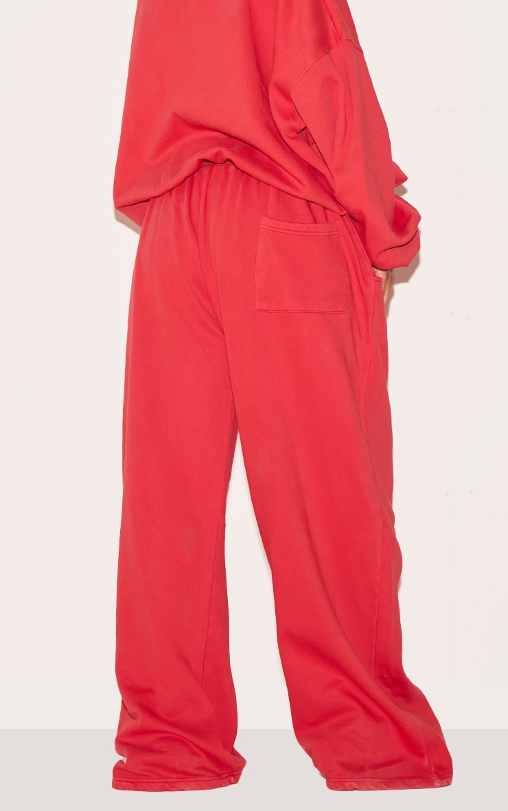 Plus Red Prettylittlething Embroidered Straight Leg Sweatpants image 3