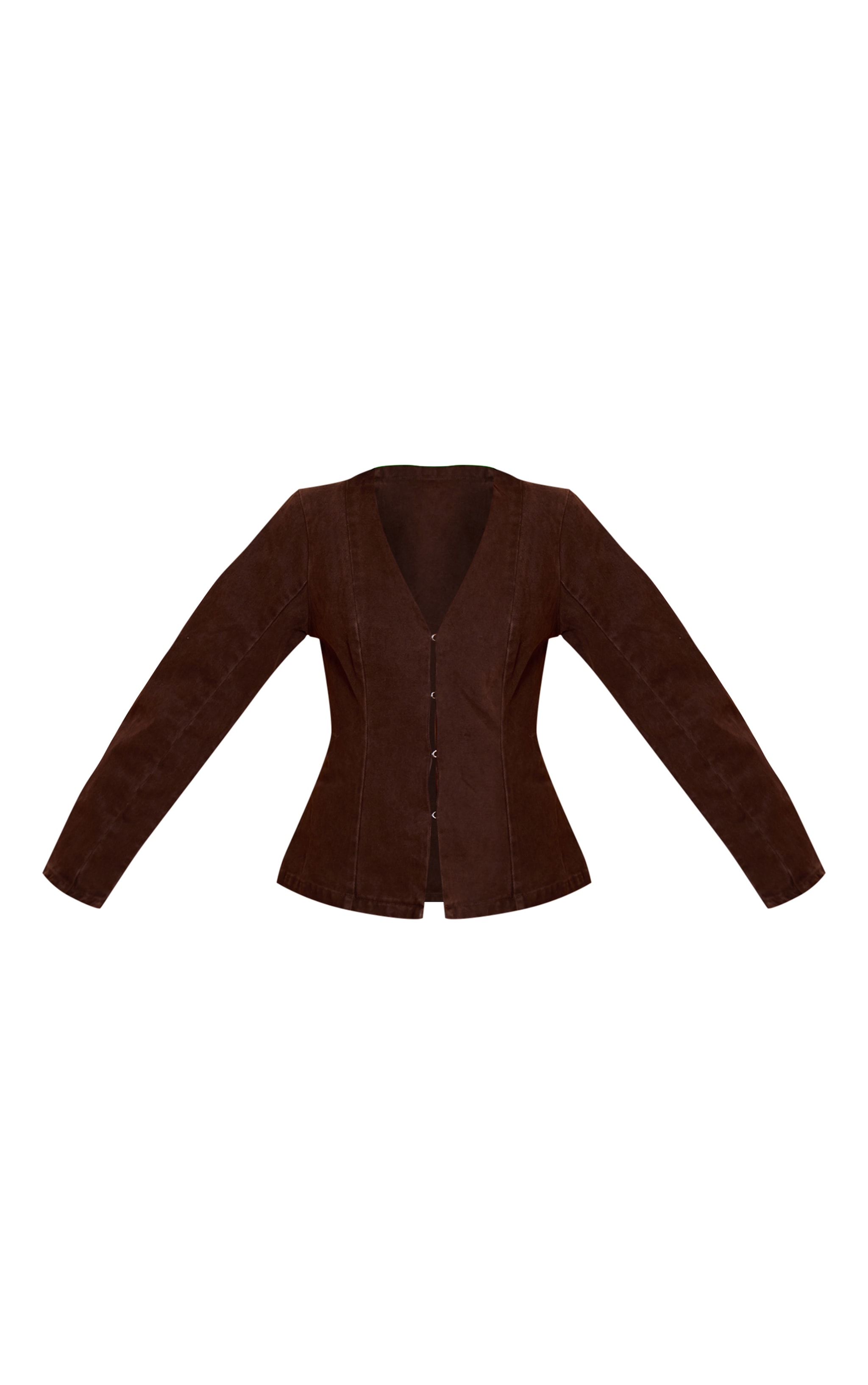 Chocolate Cocoon Sleeve Coated Denim Blazer image 5