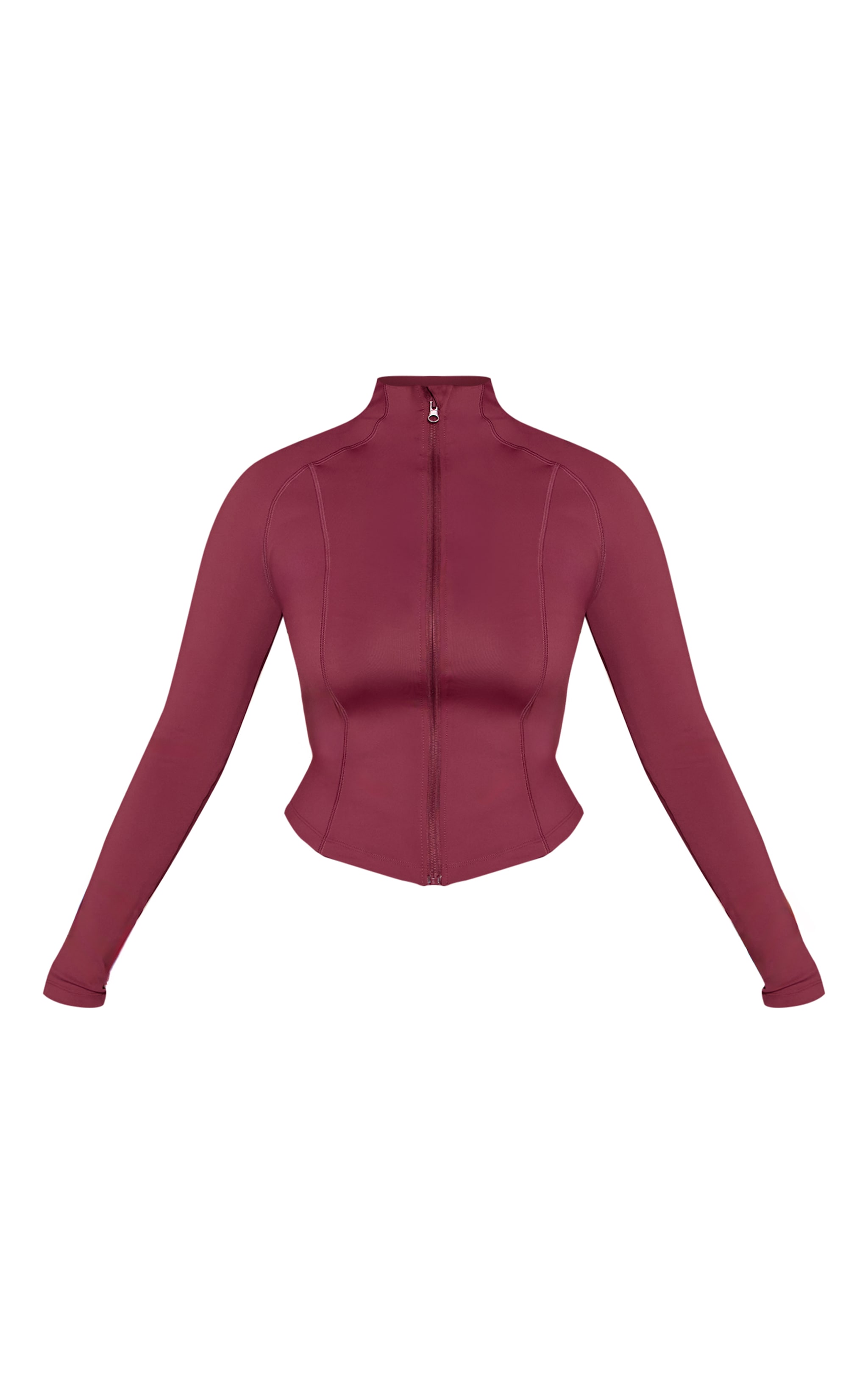 Shape Burgundy Sculpt Seam Detail Long Sleeve Zip Front Jacket image 5