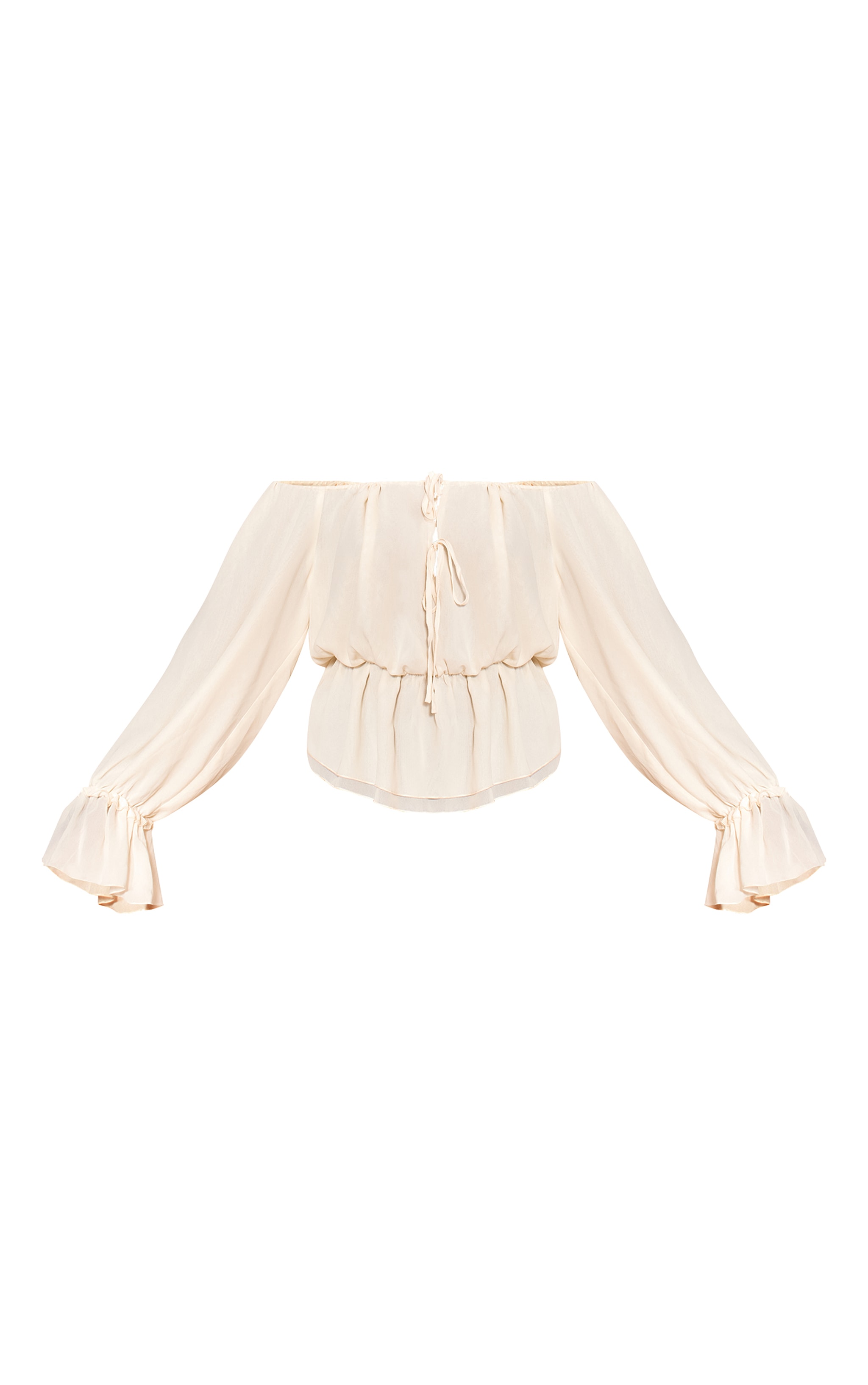 Cream Chiffon Tie Detail Bardot Floaty Top image 5