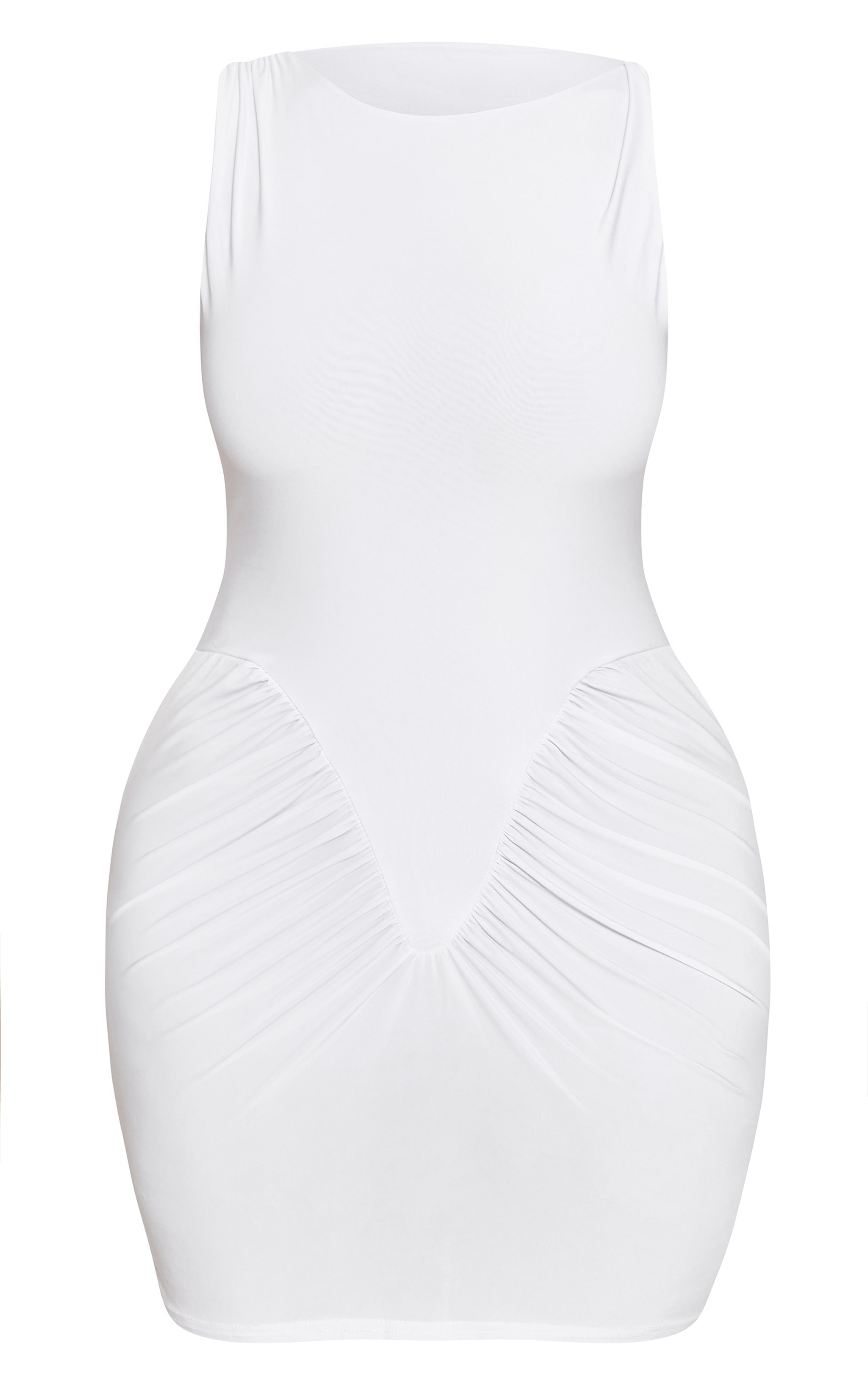 Shape WHITE Sleeveless Ruched V Waist mini Dress image 5