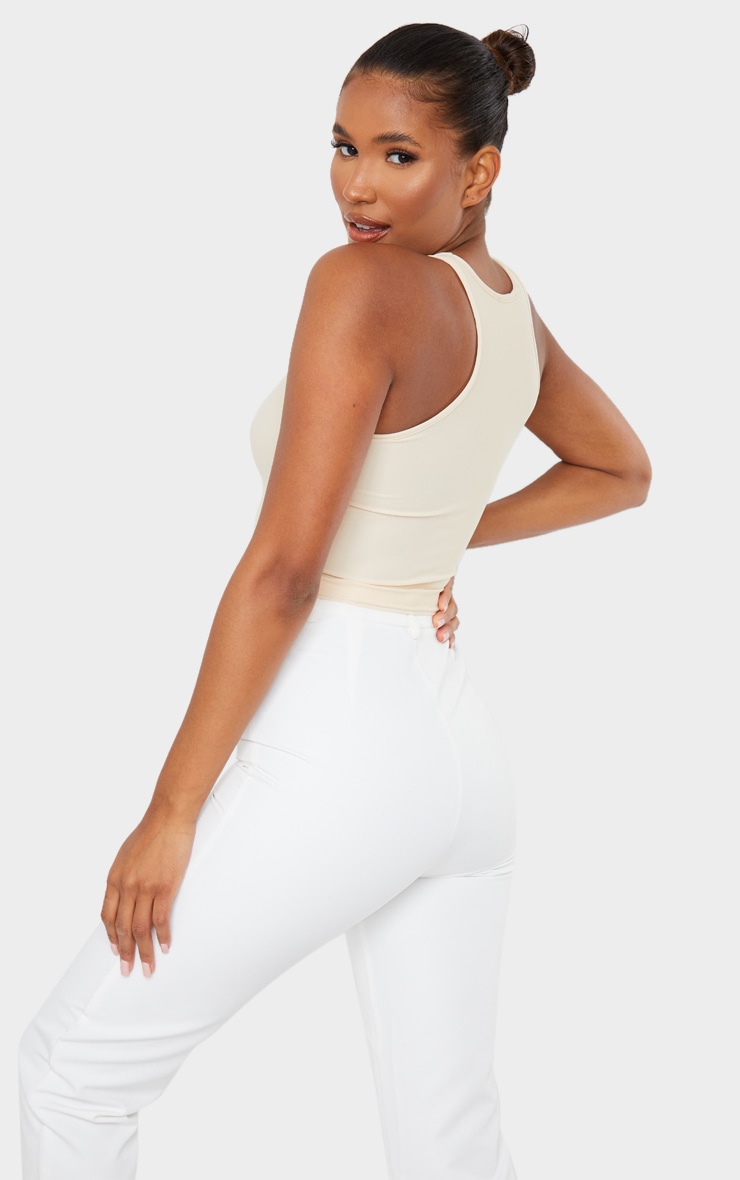 Stone Slinky Fitted Racer Crop Top image 2