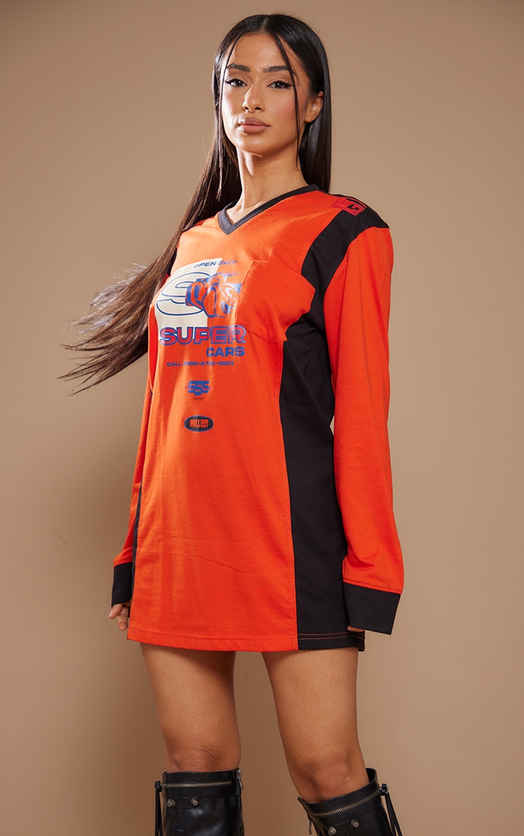 Petite Orange Motorsport Graphic Tshirt Dress image 5