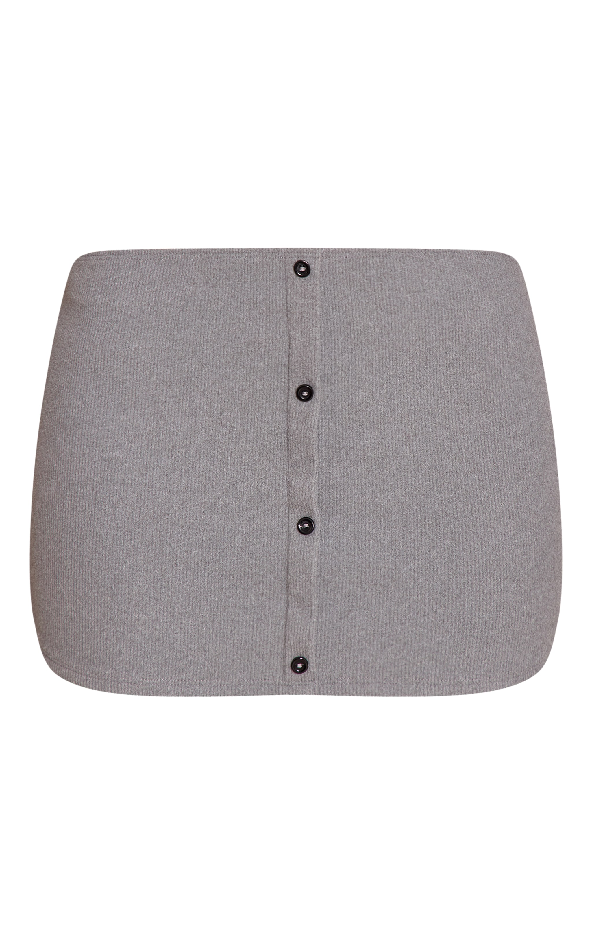 Grey Brushed Rib Button Through Mini Skirt image 6