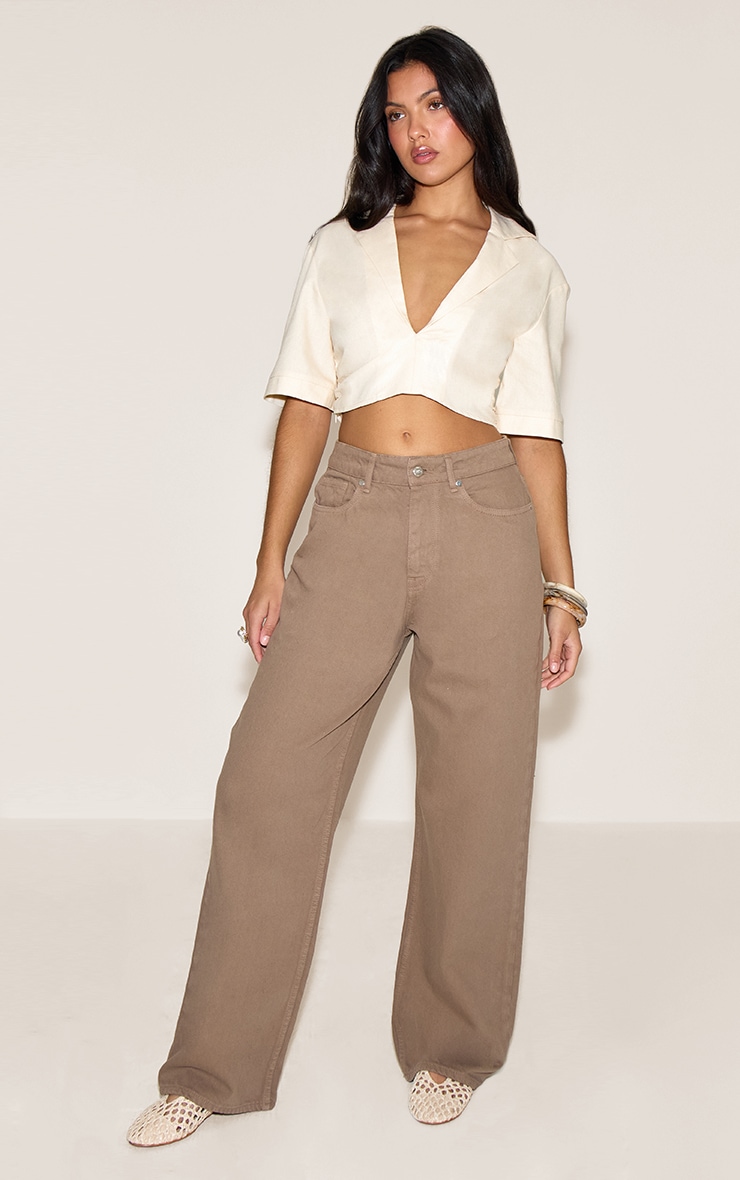 Chemise courte légere tissée crème image 3