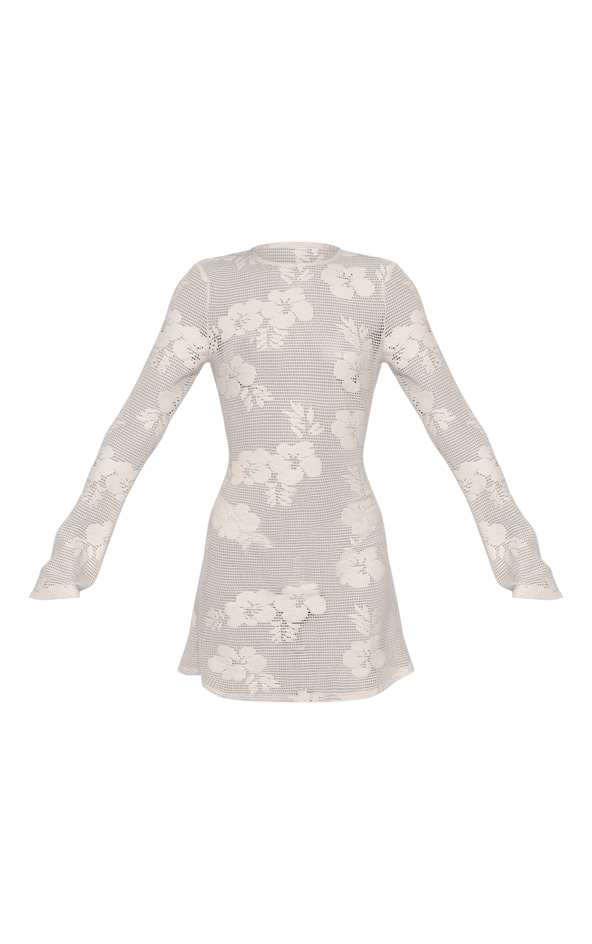 Cream Textured Floral Cut Out Back Shift Dress image 5