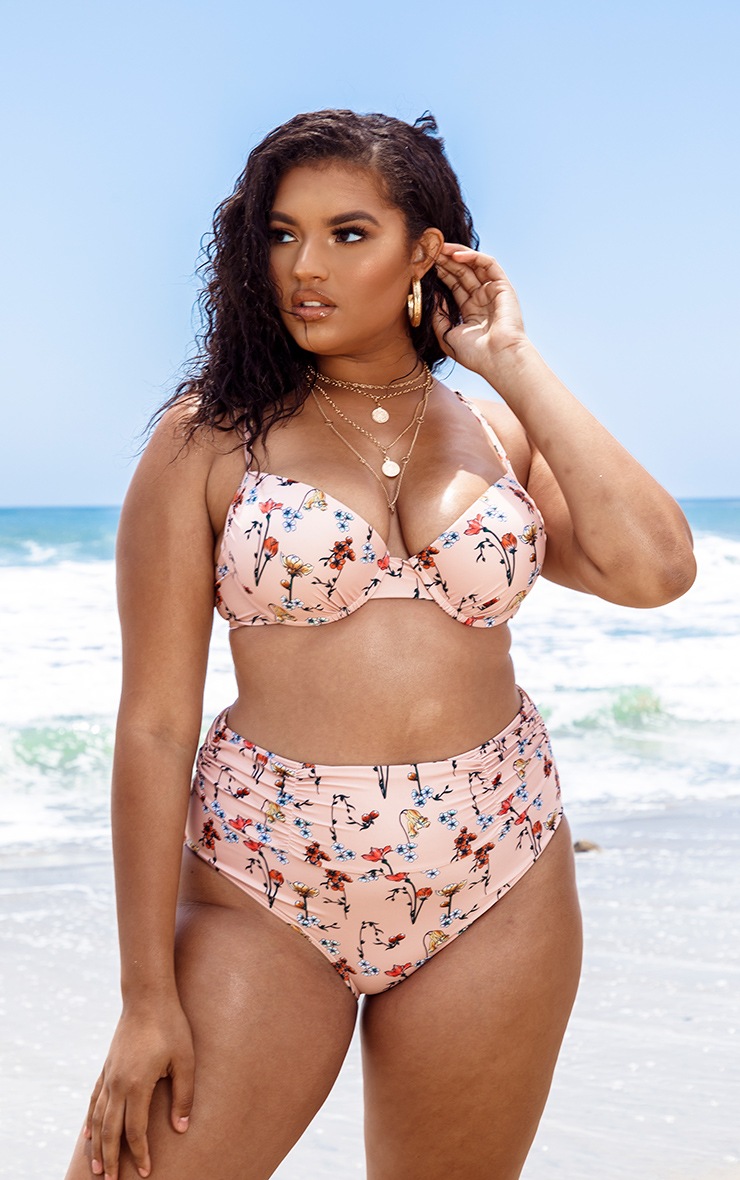 Plus Peach Garden Push Up Bikini Top