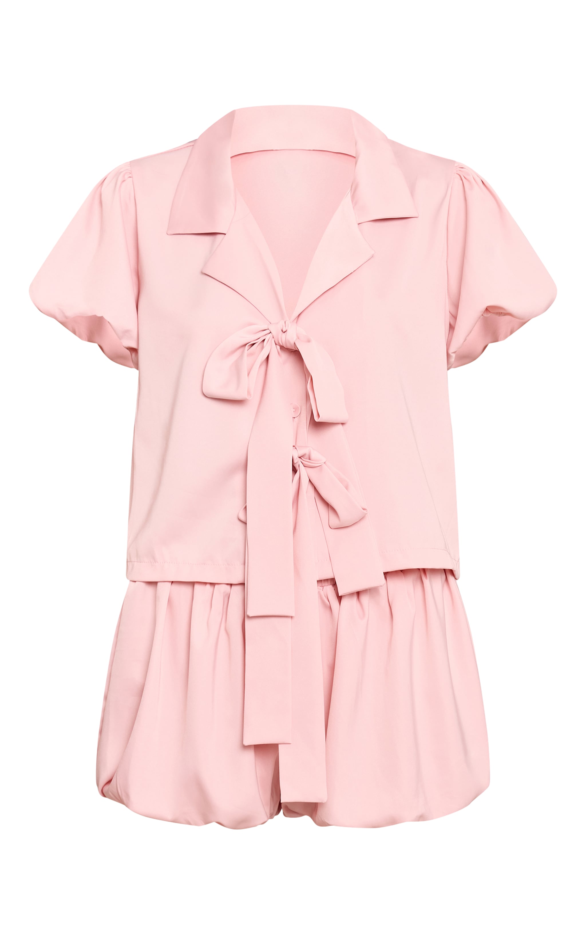 Baby Pink Puffball Bow Tie Up Short Pyjamas image 5