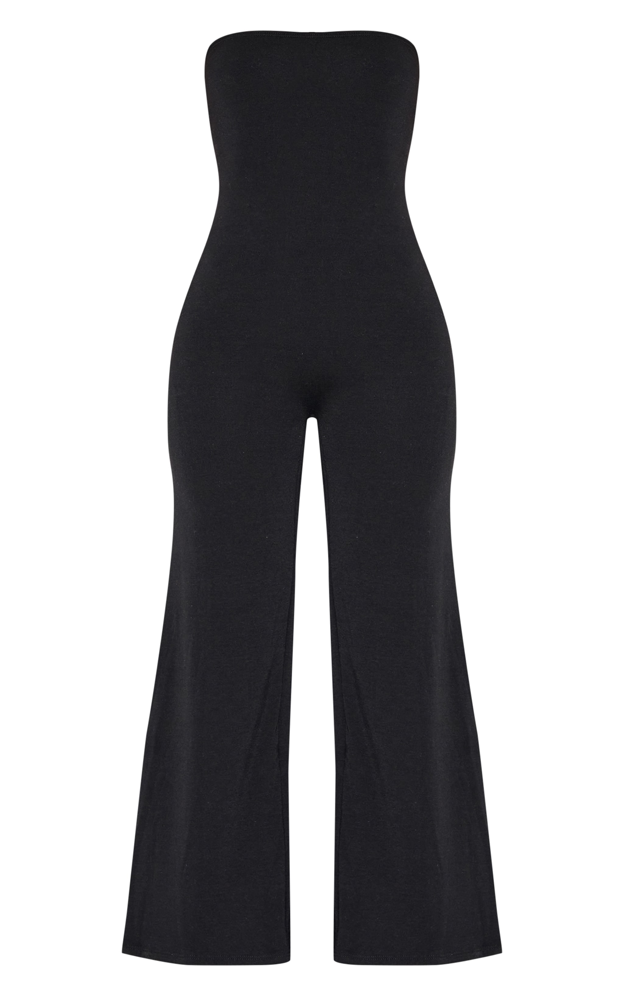 Petite Black Double Layer Jersey Bandeau Wide Leg Jumpsuit image 5