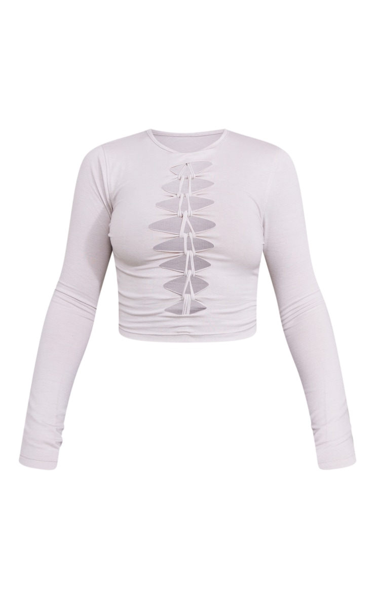 Stone Jersey Slit Knot Front Crop Top image 5