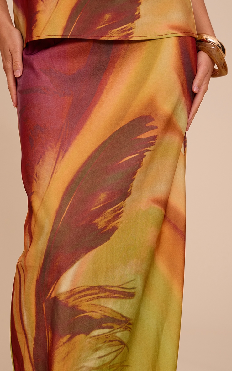 Multi Flower Print Woven Maxi Skirt image 4