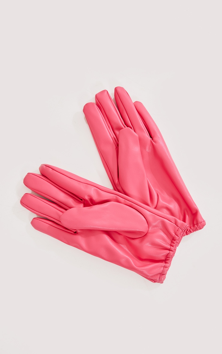 Gants simples rose vif en PU image 2