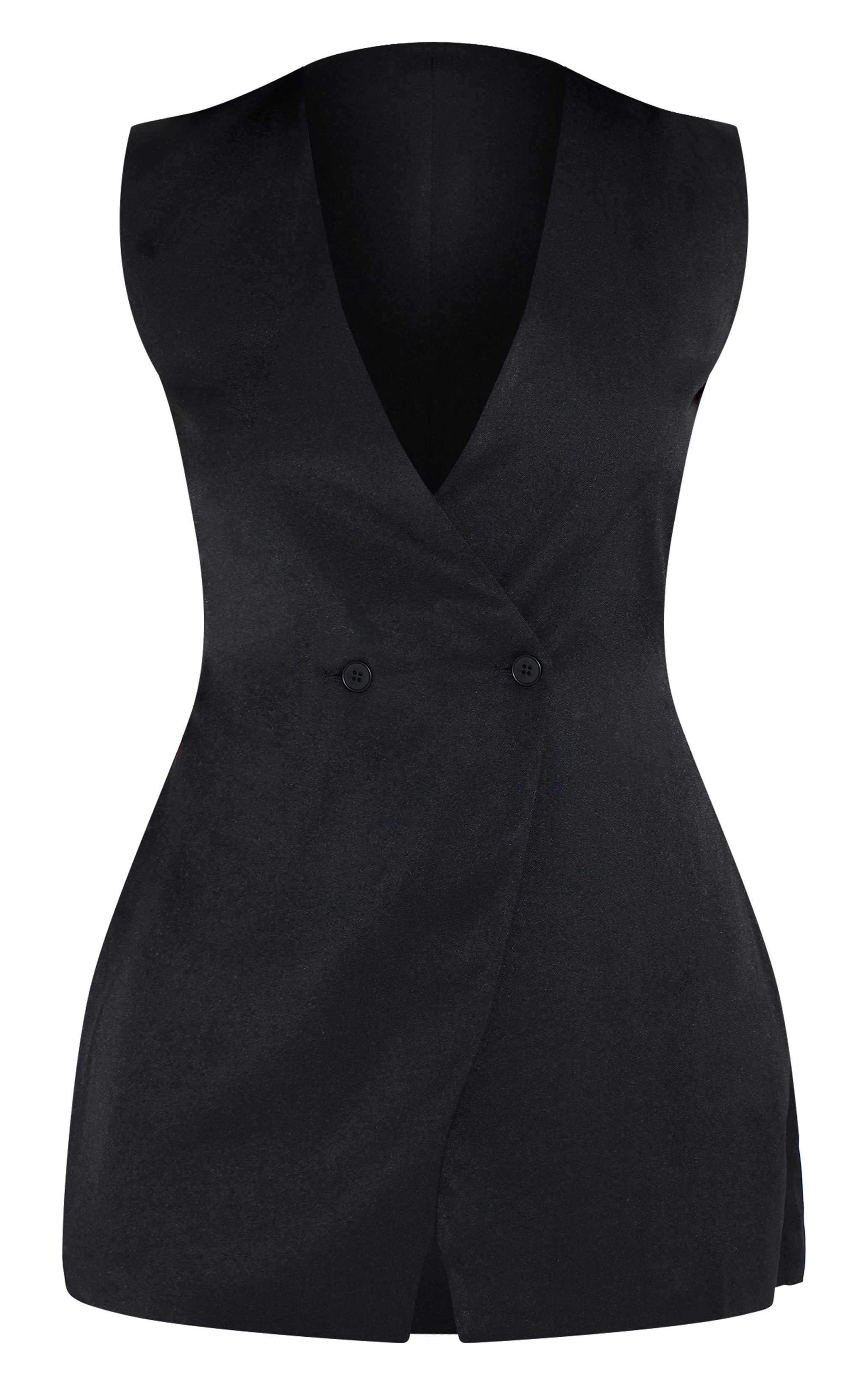 Combishort asymétrique tissé noir à détail gilet image 5
