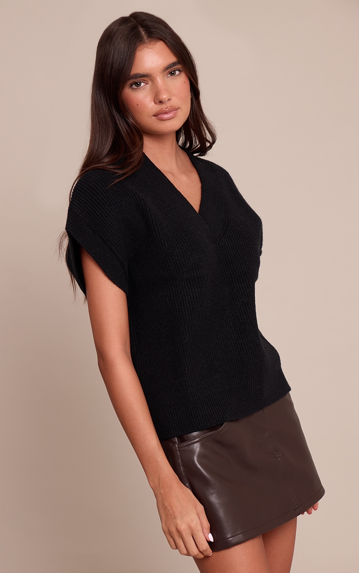 Black Sleeveless Knit Sweater image 1