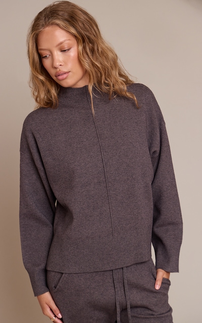 Charcoal Seam Detail Oversized Knitted Sweater