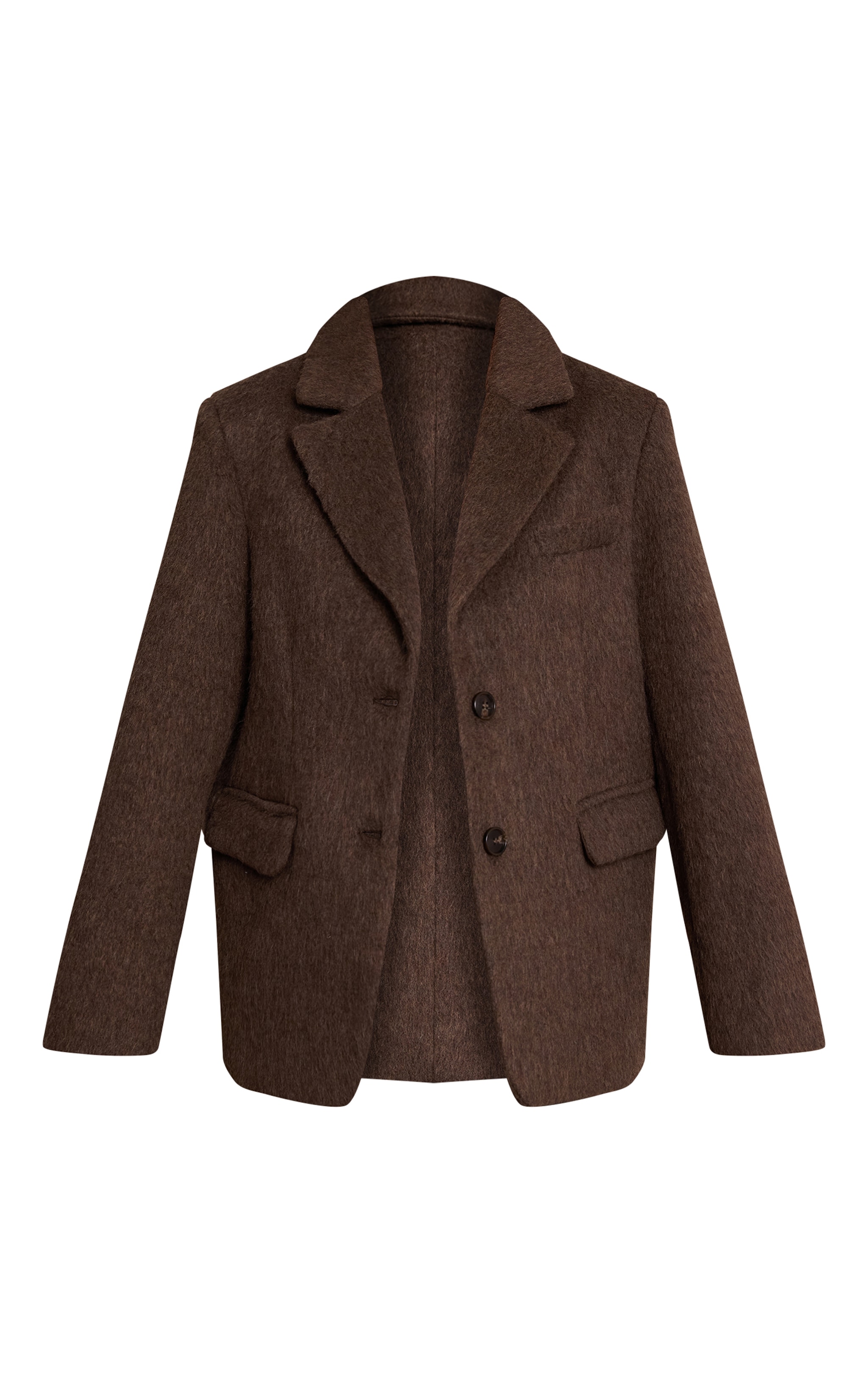 Chocolate Brushed Wool Look Oversized Blazer image 5