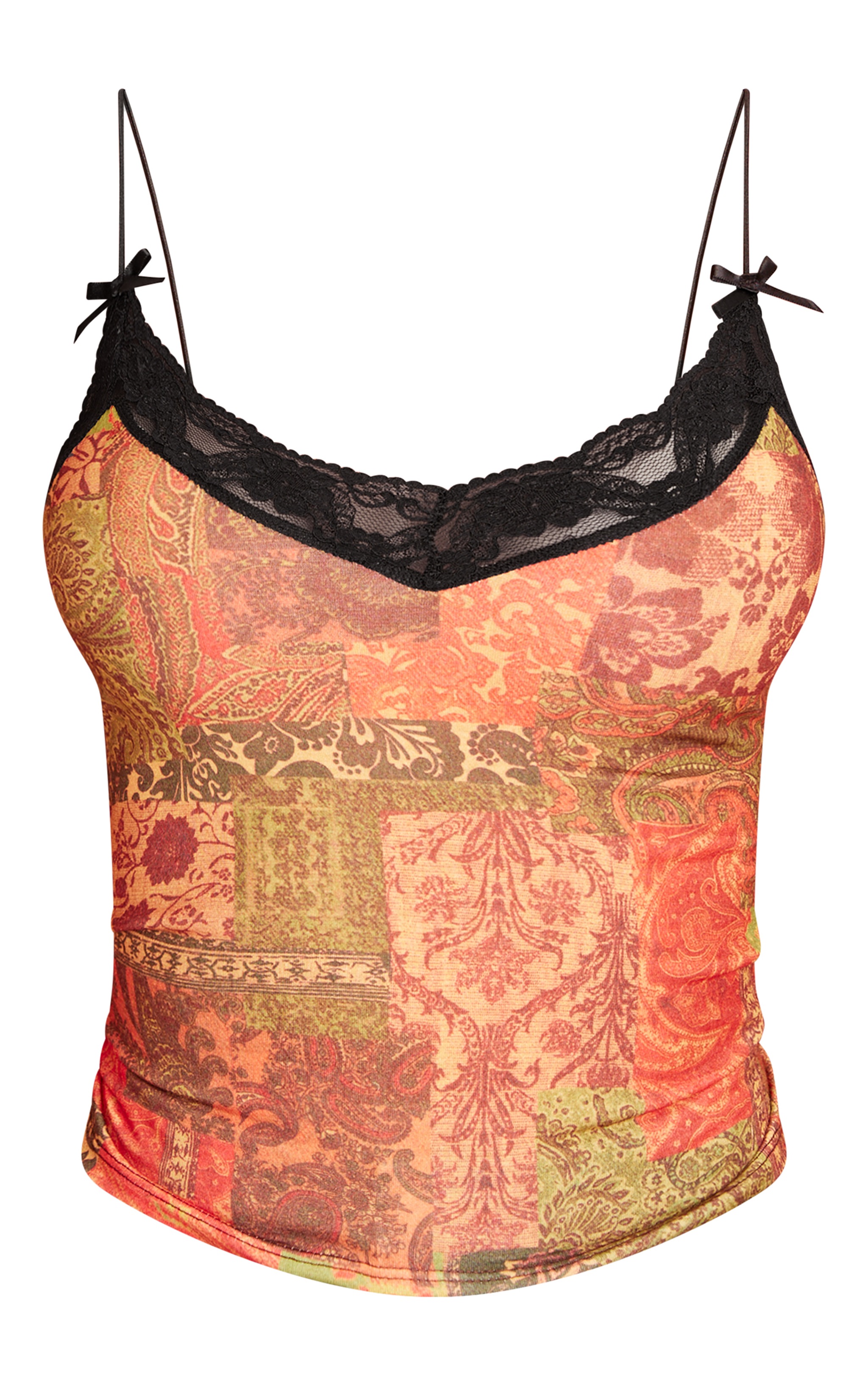 Rust Jersey Print Lace Trim Cami image 5