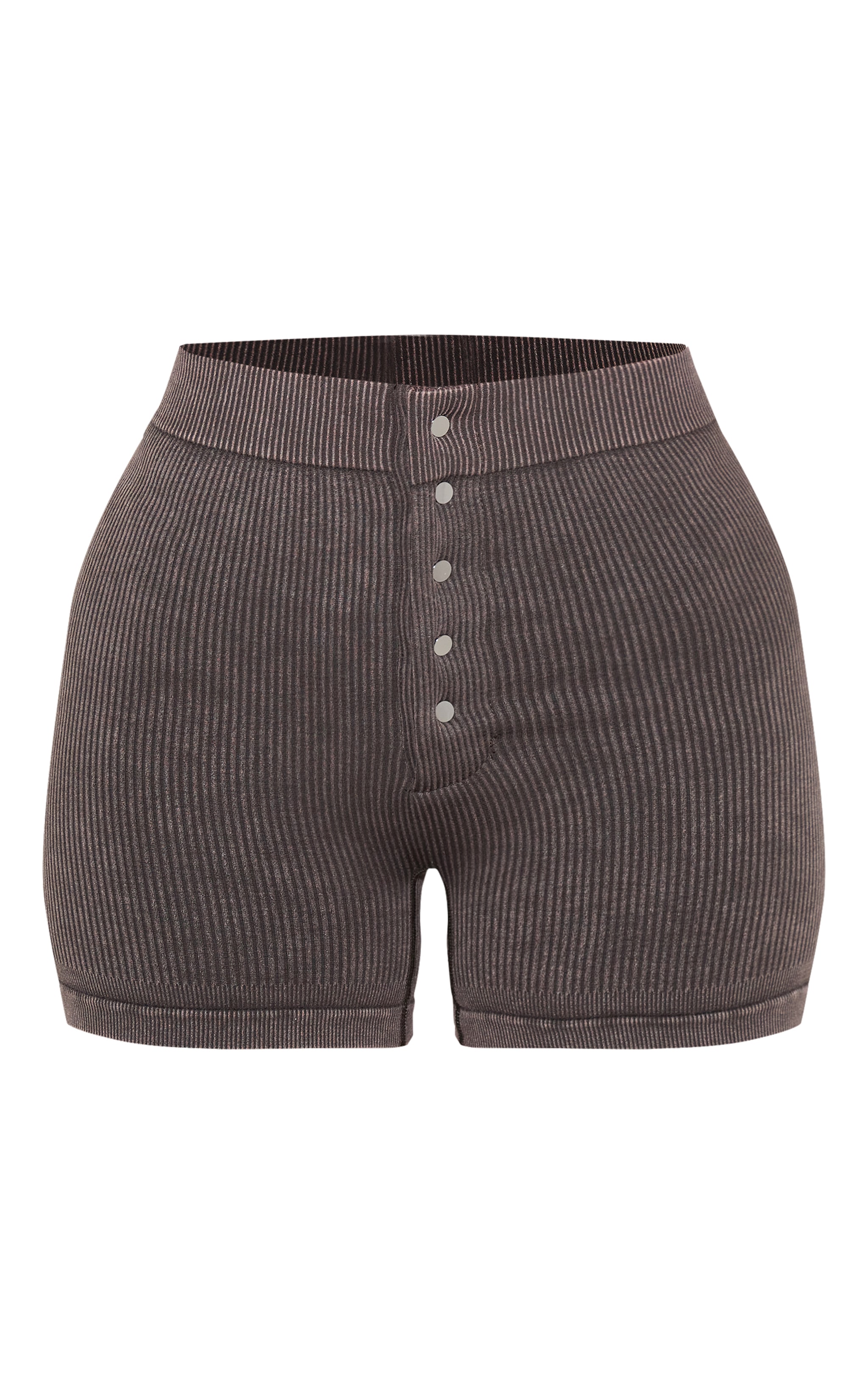 Petite Short côtelé chocolat à contours et boutons-pression image 6