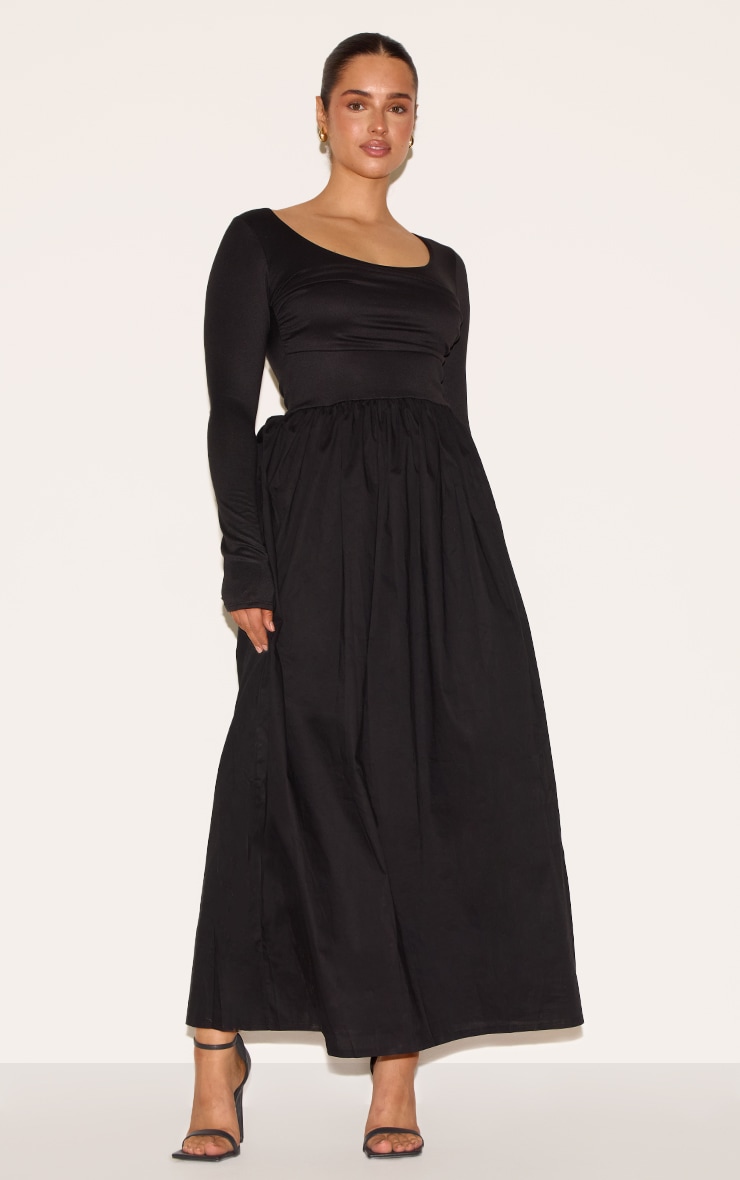 Shape Black Scoop Neck Ruched Bust Maxi Shift Dress image 1