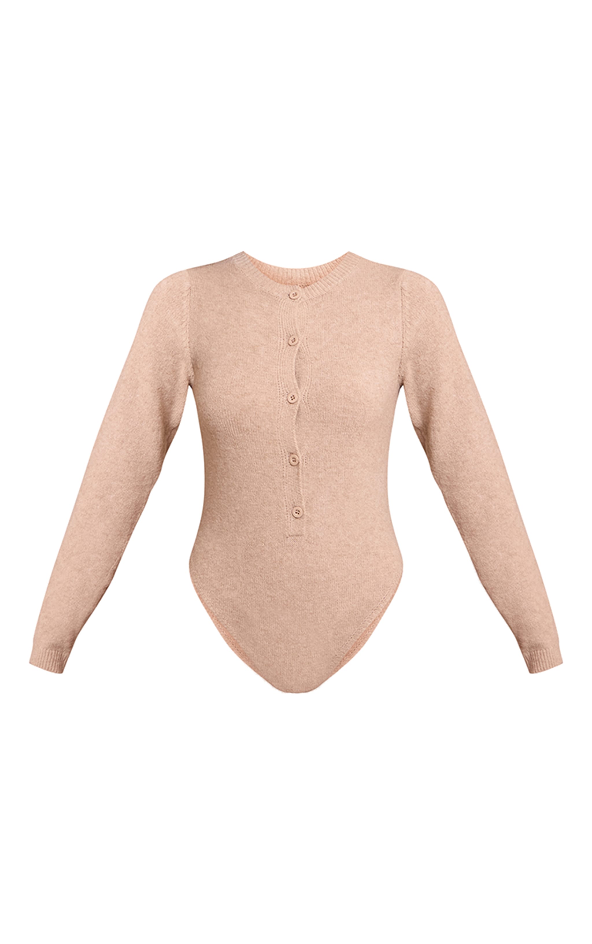 Taupe Soft Knit Button Up Bodysuit image 5