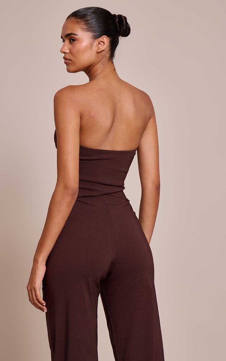 Dark Brown Stretch Woven Bandeau Corset image 2