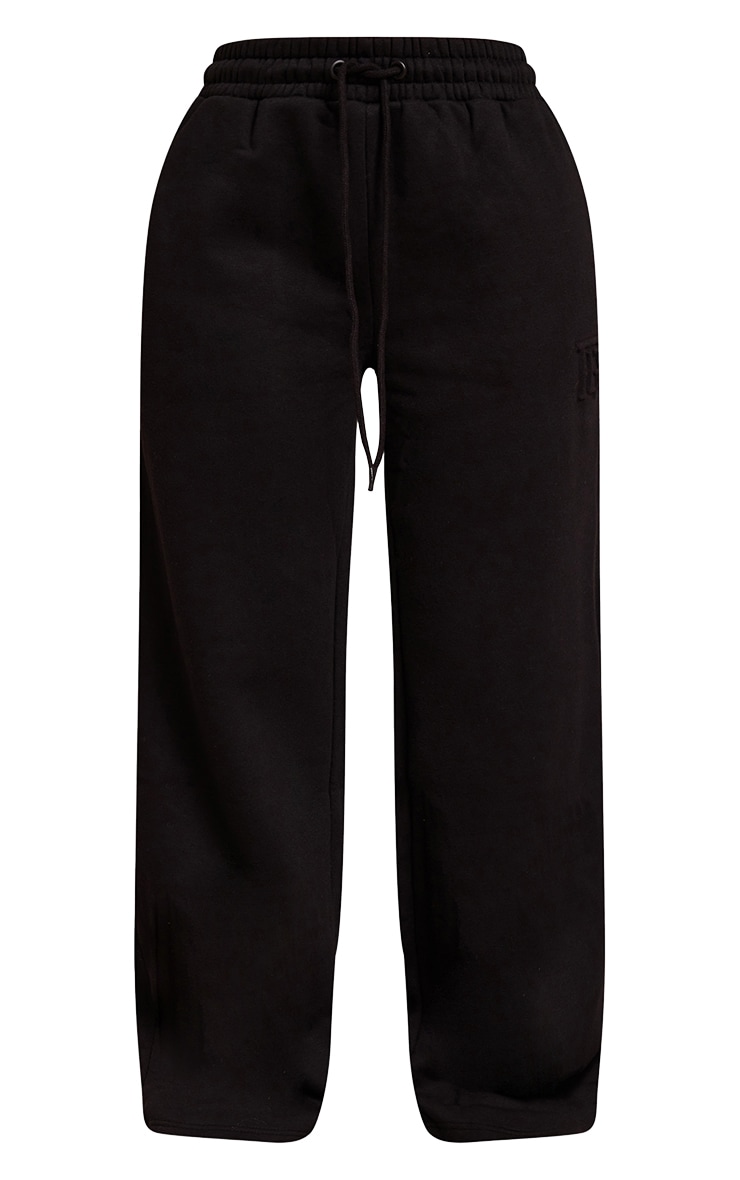 Petite Jogging large noir à cordons ajustables et logo PrettyLittleThing image 5