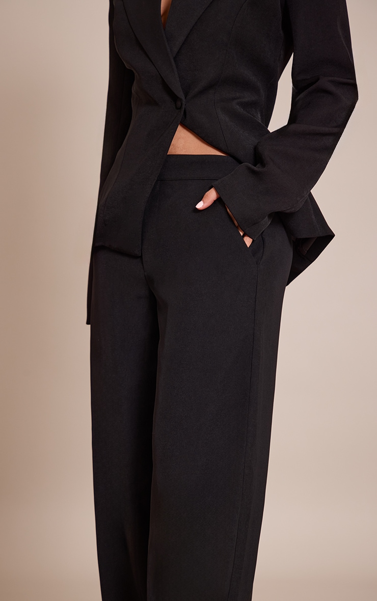Petite Black Mid Rise Wide Leg Tailored Pants image 4
