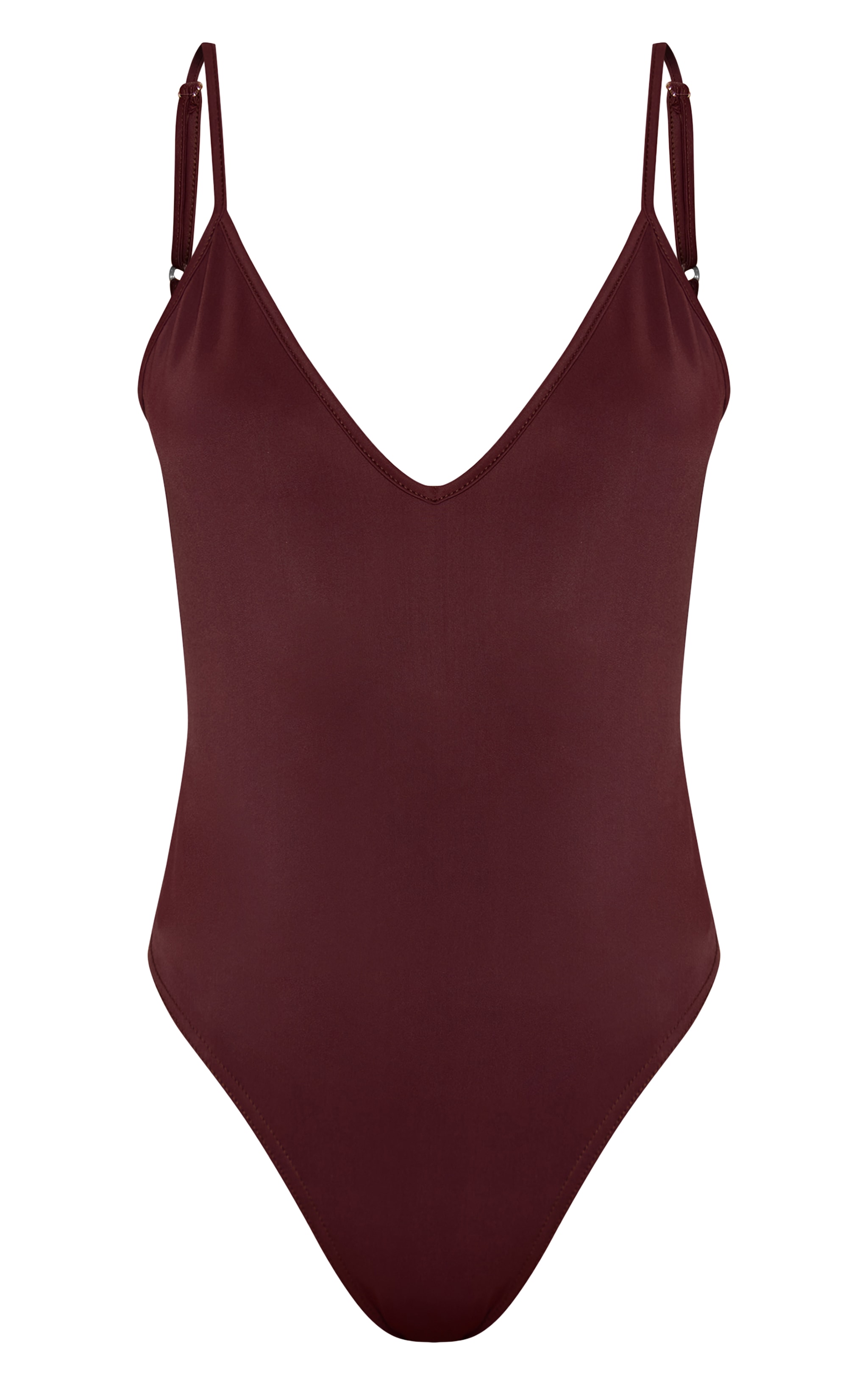 Chocolate V Neck Strappy Matte Sculpt Bodysuit image 5