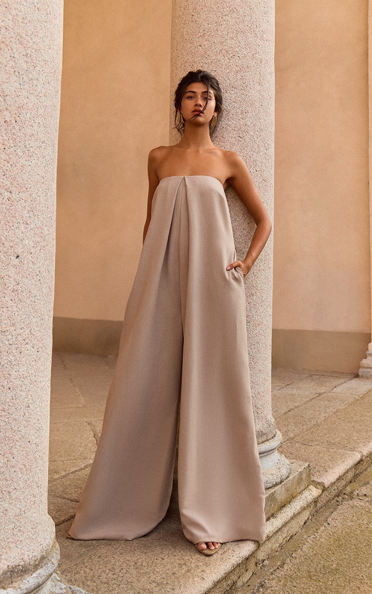 PLT Label Stone Pleat Detail Bandeau Wide Leg Jumpsuit image 4