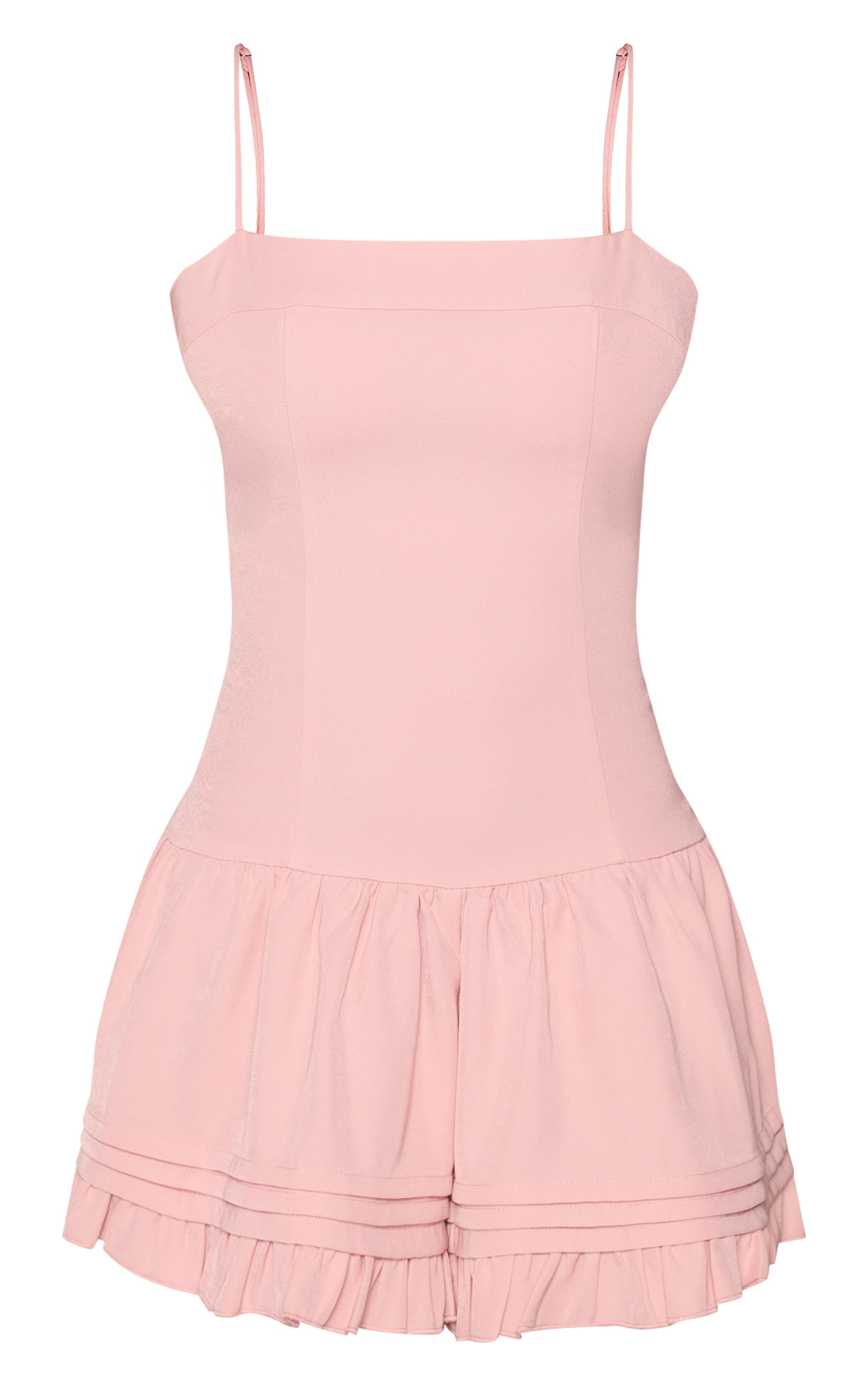 Pink Woven Lace Detail Corset Romper image 5