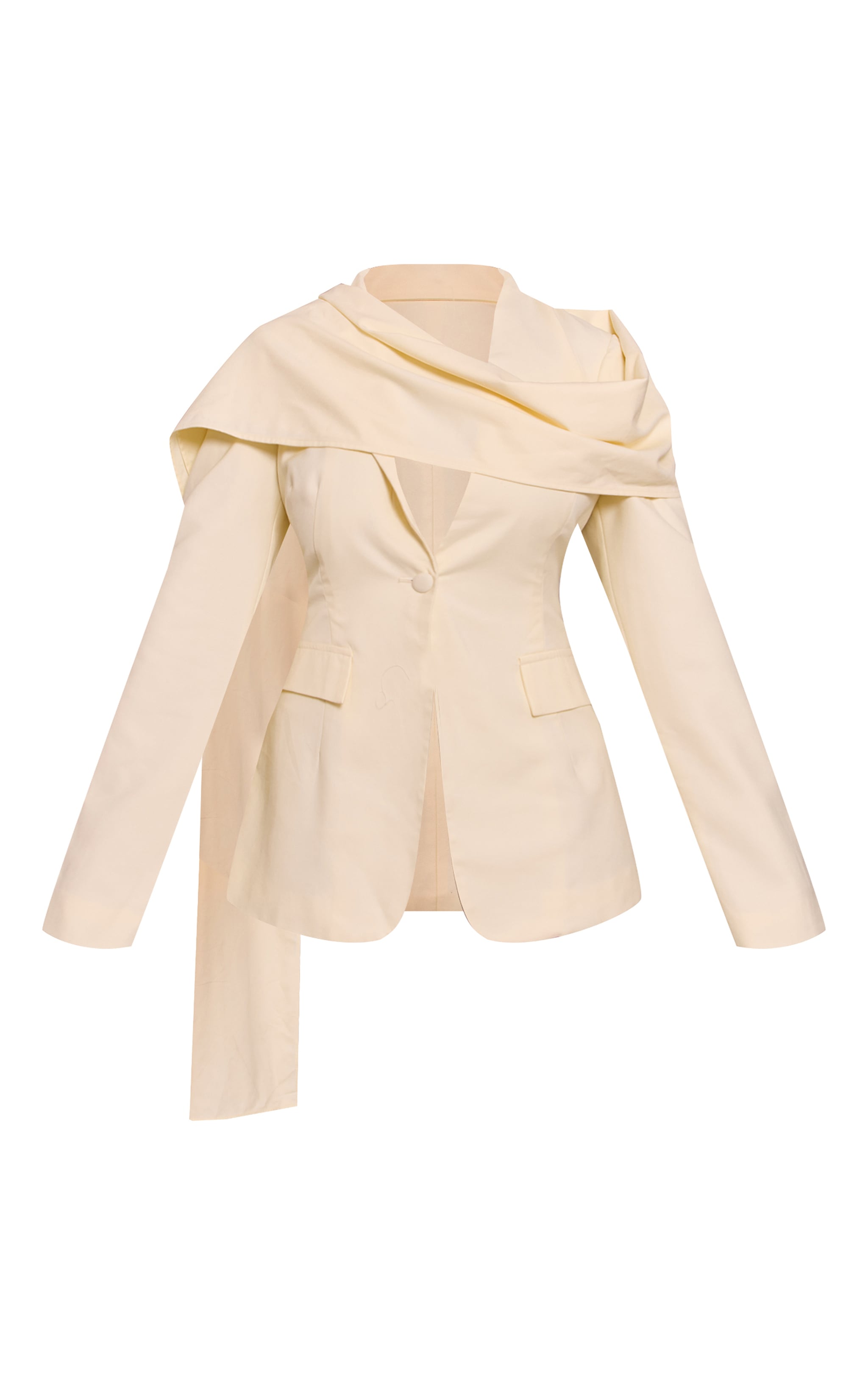 Shape Butter Cream Scarf Detail Cinched Blazer image 5