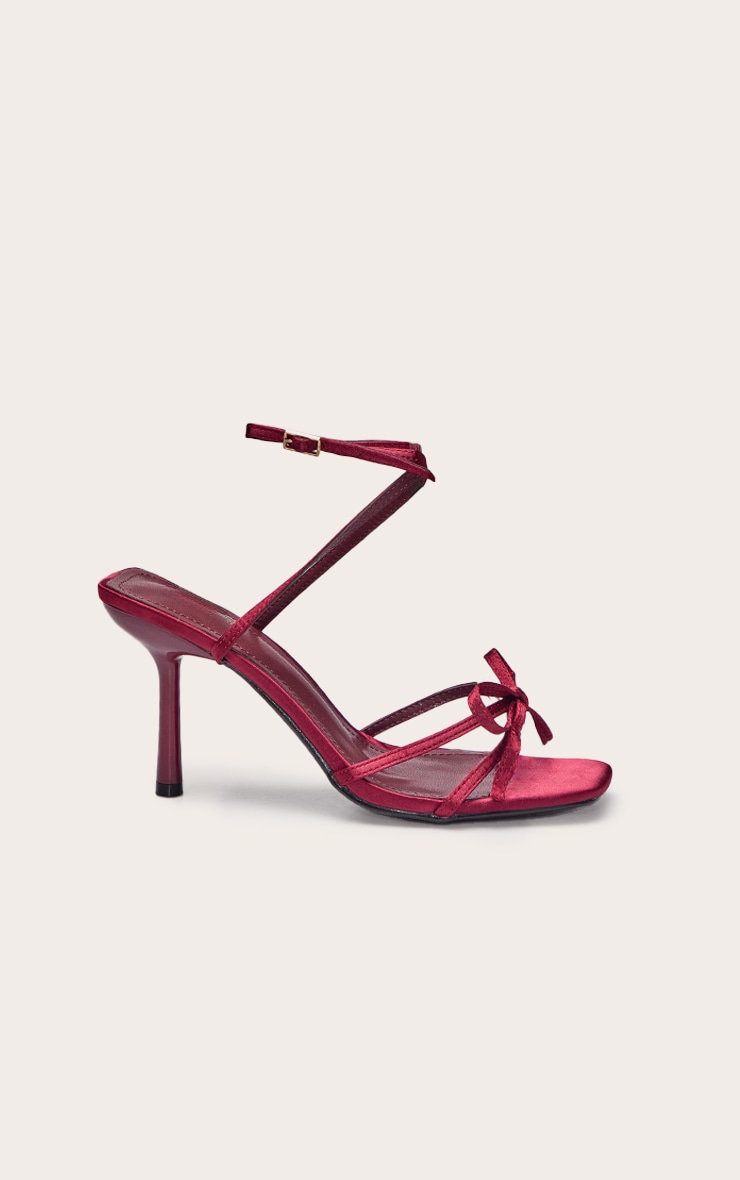 Red Satin Bow Detail Heeled Sandal image 2