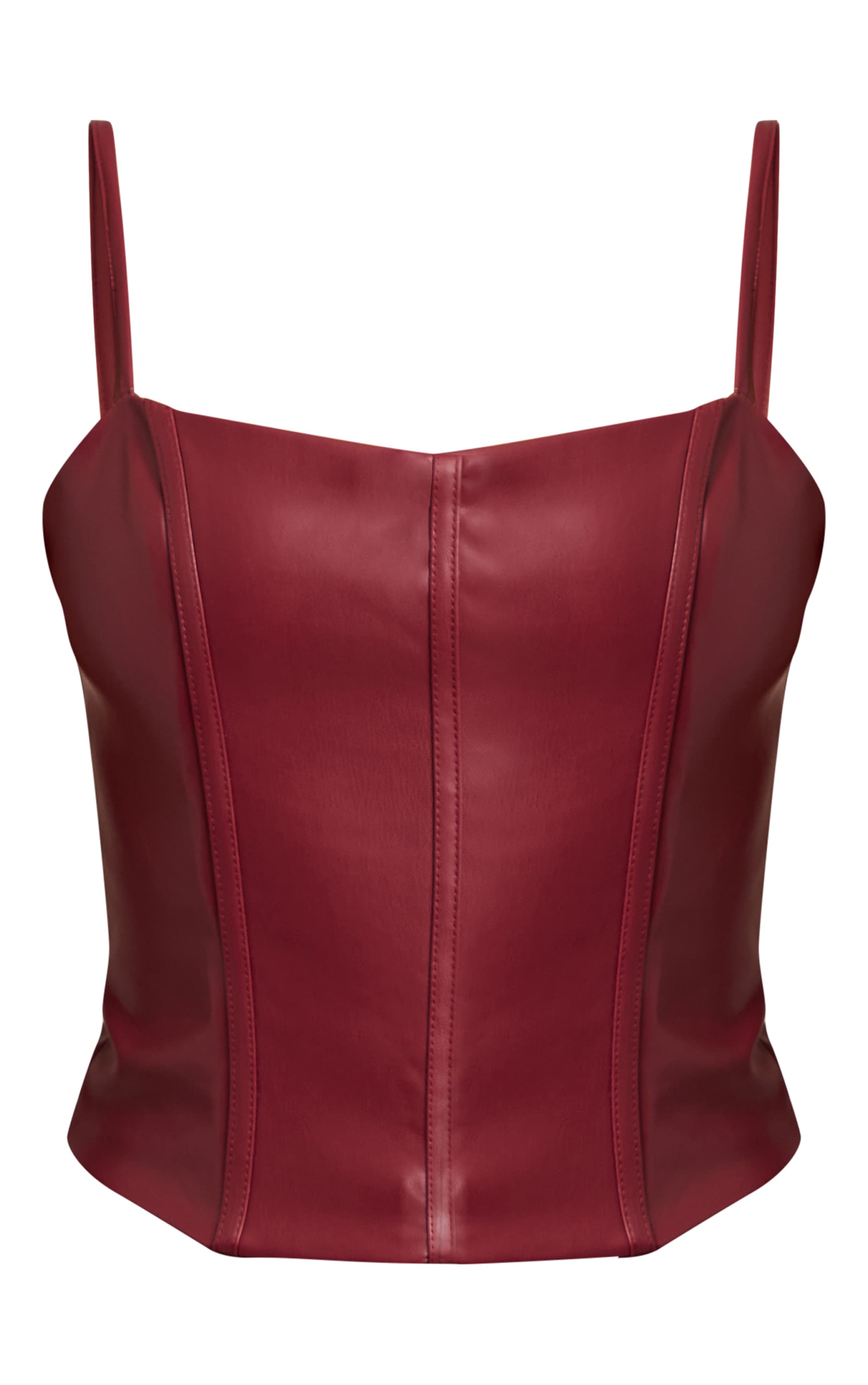 Plum Faux Leather Bonded Strappy Corset image 5