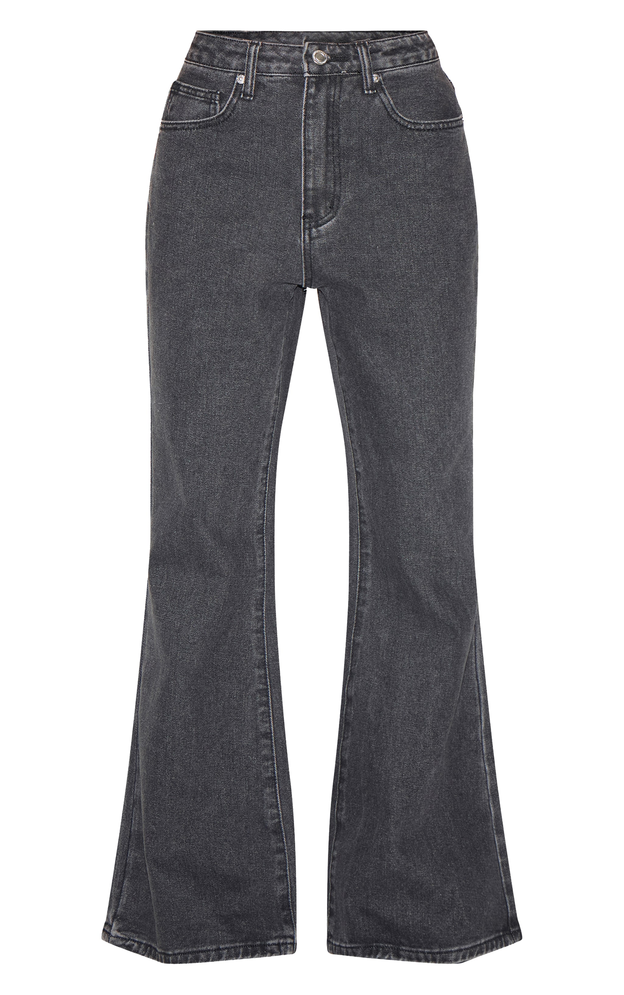 Petite Washed Black Denim Extreme Flare Jeans image 5