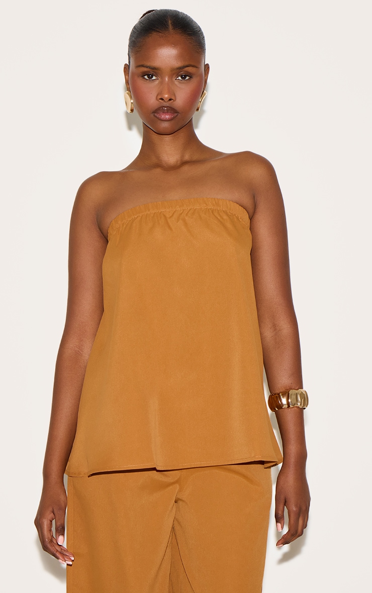 Deep Mustard Woven Longline Bandeau Top