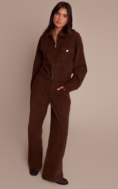 Dark Brown Cord Straight Leg Pants