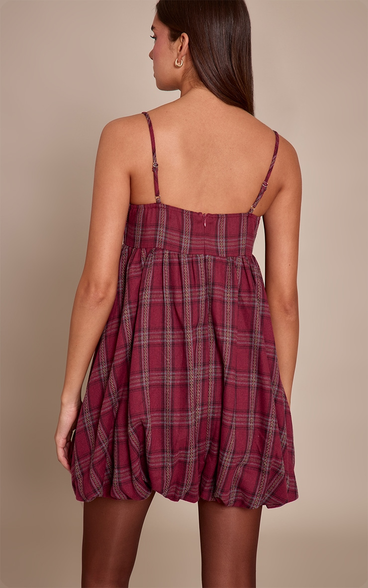 Red Check Strappy Puff Ball Dress image 2