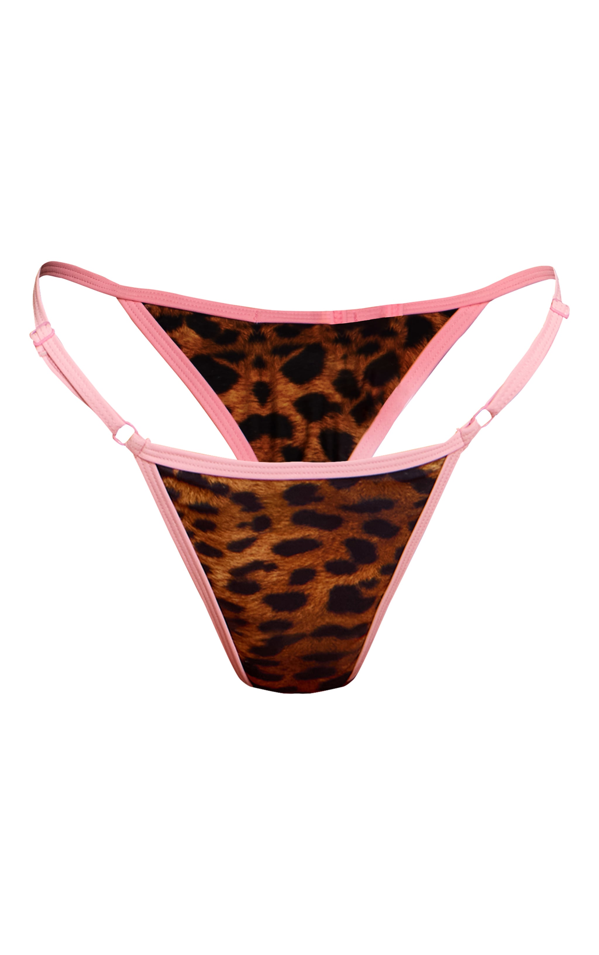 Bas de maillot de bain tanga string imprimé léopard à lisérés contrastants image 5